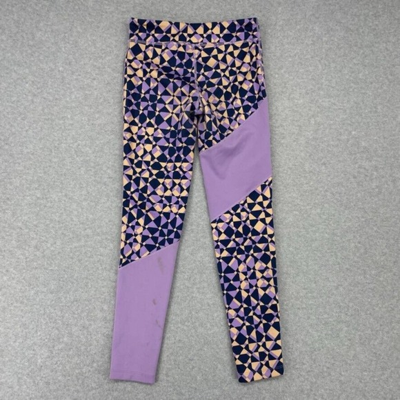 Nike Youth Girls Dri Fit Leggings Pants Size L Purple Triangle Active Running - Picture 8 of 9